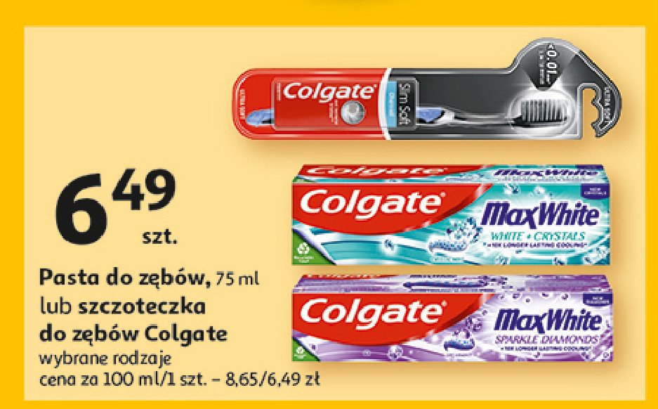 Pasta do zębów sparkle diamonds Colgate max white promocja w Auchan