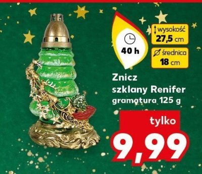 Znicz szklany Renifer gramatura 125 g promocja w Kaufland