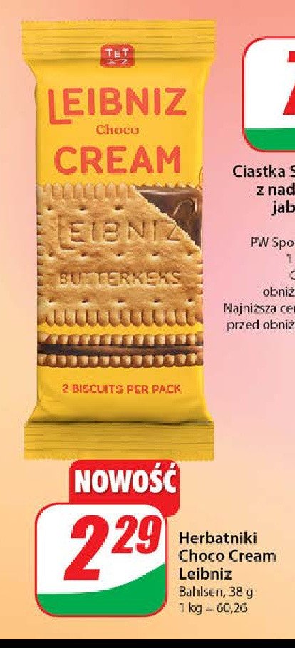 Herbatniki choco cream Leibniz Leibniz bahlsen promocja w Dino