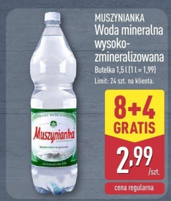 Woda mineralna wysoko-zmineralizowana 8+4 GRATIS promocja w Aldi
