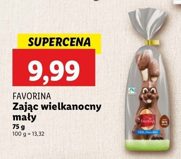 Zając wielkanocny z czekolady mlecznej Favorina promocja