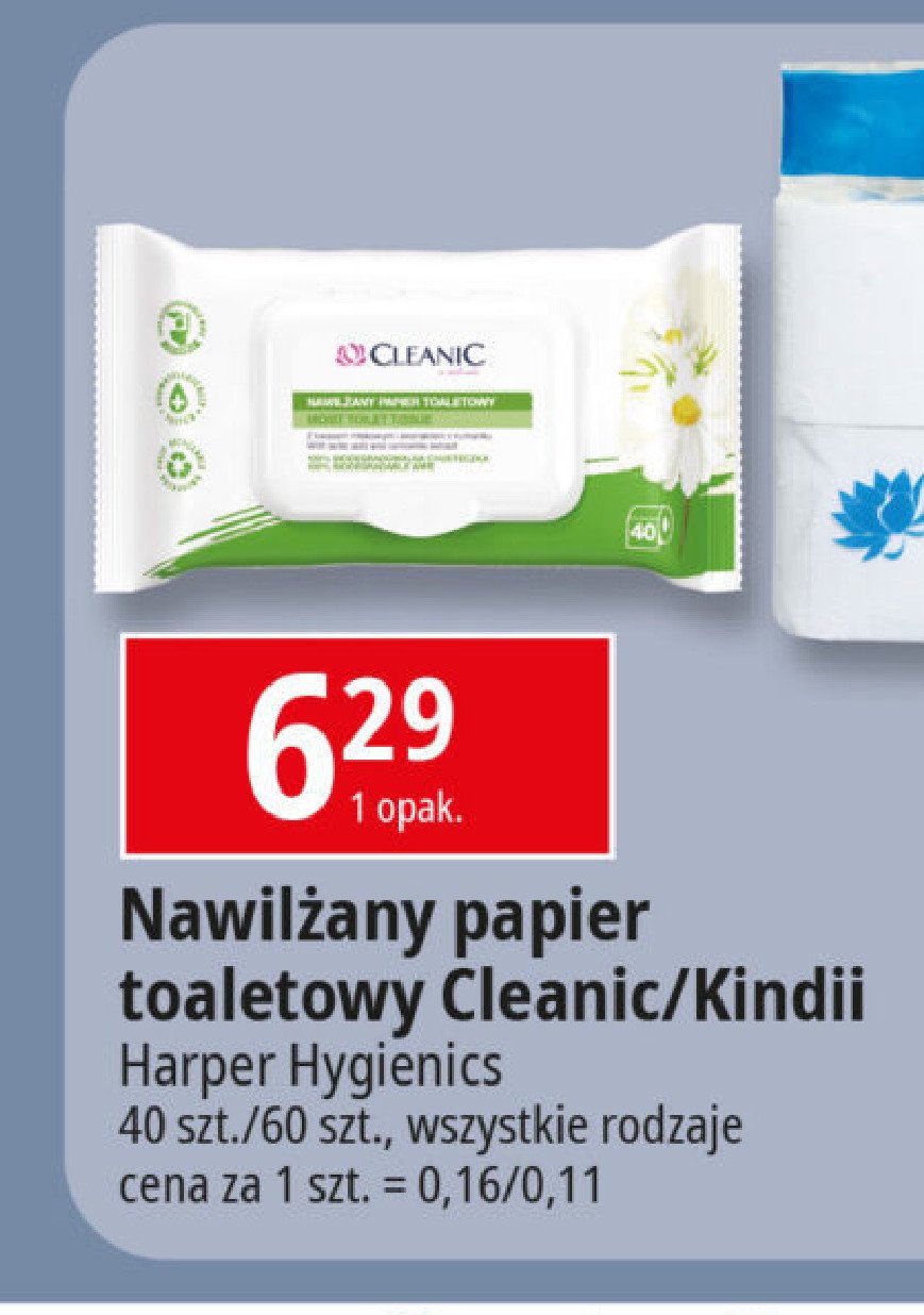 Papier toaletowy nawilżany kids Cleanic kindii promocja