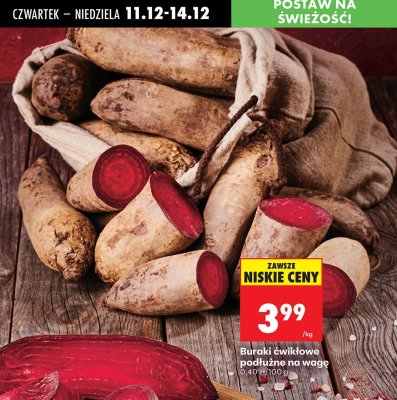 Buraki ćwikłowe podłużne na wagę promocja w Biedronka