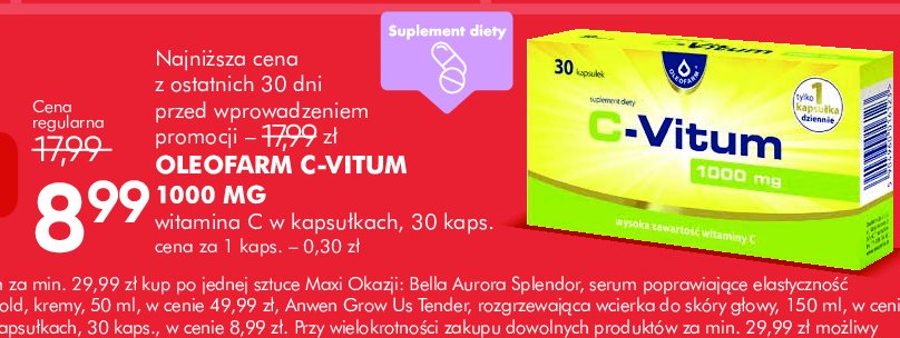 Kapsułki wit. c 1000 mg C-vitum promocja w Super-Pharm