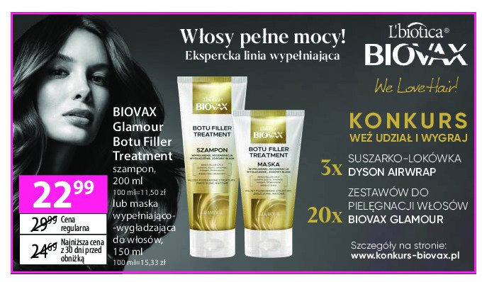 Szampon do włosów wypełniająco-wygładzający Biovax botu filler treatment promocja