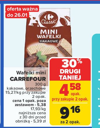 Wafelki kakaowe Carrefour promocja w Carrefour