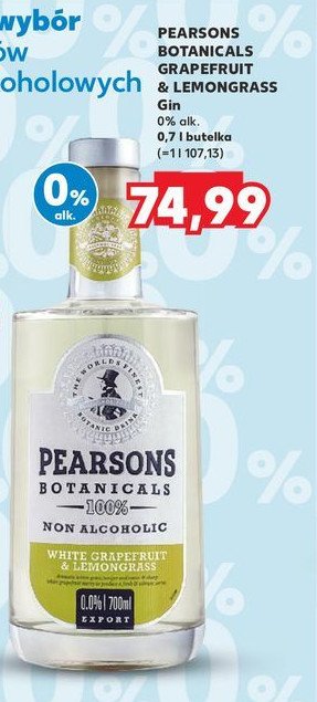 Gin white grapefruit & lemongrass 0% Pearsons botanicals promocja w Kaufland