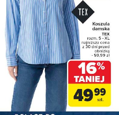 Koszula damska jeans s-xl Tex promocja w Carrefour