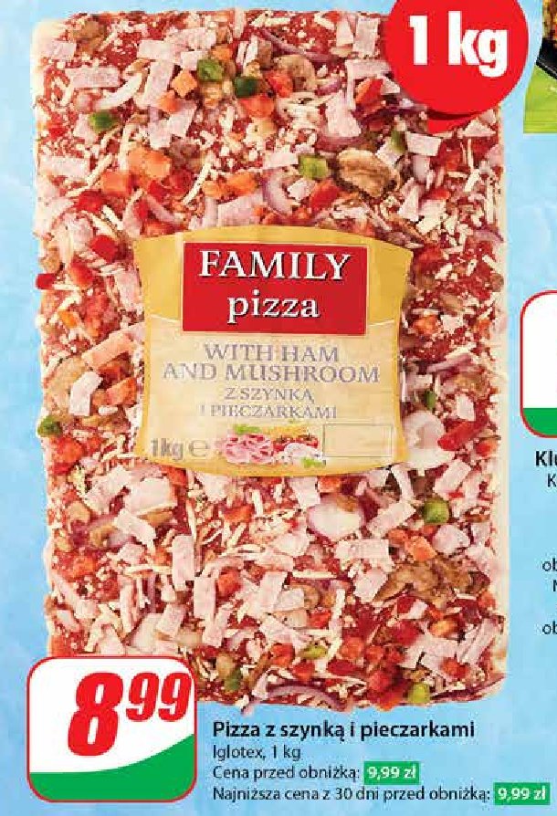 Pizza z szynką i pieczarkami Family pizza promocja