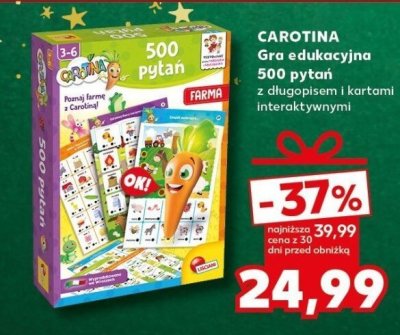 CAROTINA Gra edukacyjna 500 pytań z długopisem i kartami interaktywnymi promocja w Kaufland