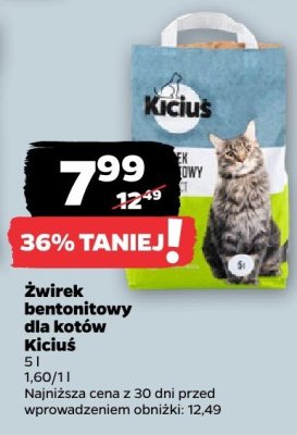 Żwirek bentonitowy dla kotów Kiciuś promocja w Netto