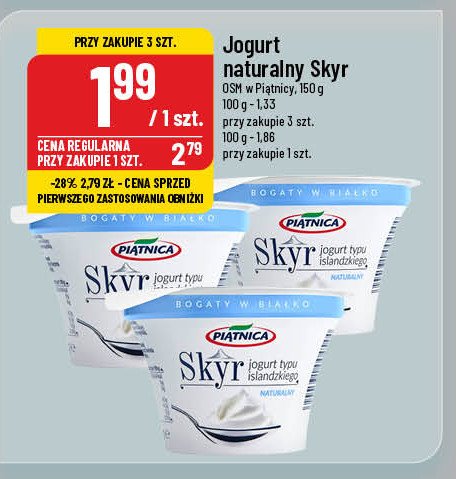 Jogurt typu islandzkiego naturalny Piątnica skyr promocja