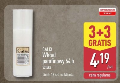 Wkład parafinowy Calix 64h 3+3 gratis promocja w Aldi