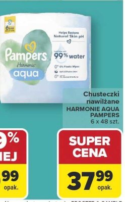 Chusteczki nawilżane Harmonie Aqua Pampers promocja w Carrefour
