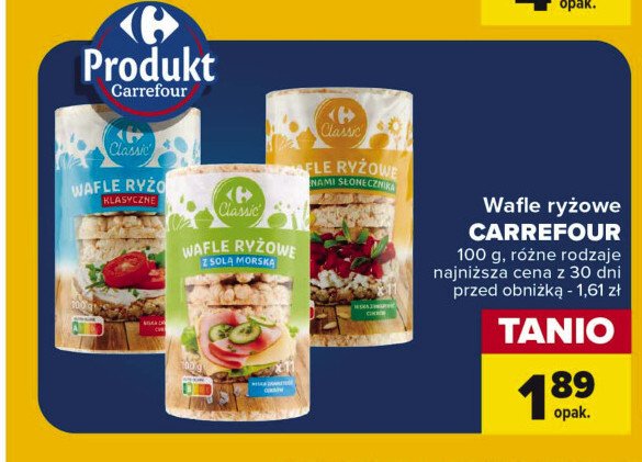 Wafle ryżowe z pestkami słonecznika Carrefour promocja