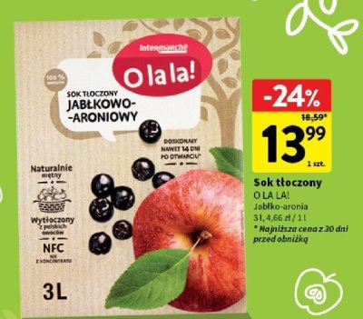 Sok tłoczony jabłko-aronia O LA LA! promocja w Intermarche