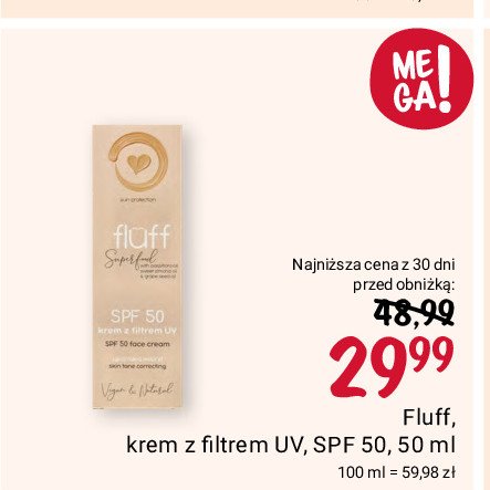 Krem z filtrem uv spf 50 Fluff superfood promocja