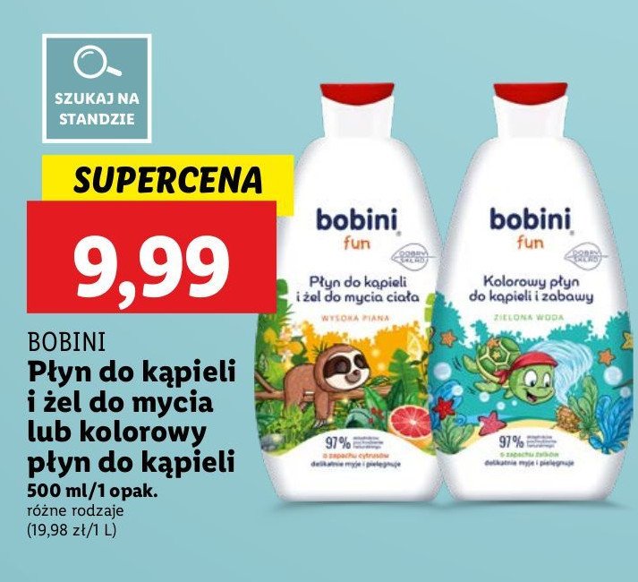 Kolorowy płyn do kąpieli i zabawy zielona woda o zapachu żelków Bobini fun promocja