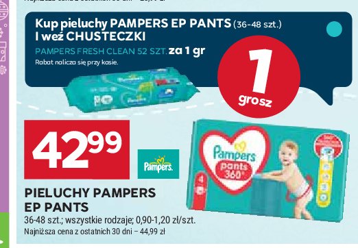 Chusteczki nawilżane Pampers fresh clean promocja w Stokrotka