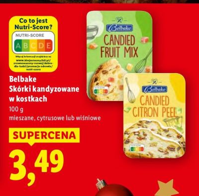 Skórki kandyzowane w kostkach Belbake mieszane, cytrusowe lub wiśniowe promocja w Lidl