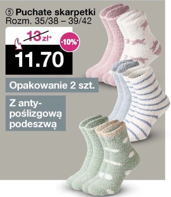 Puchate skarpetki Rozm. 35/38-39/42 Opakowanie 2 szt. promocja w Woolworth