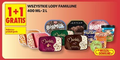 Wszystkie lody familijne 400 ml-2 l promocja w Biedronka