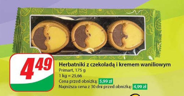 Herbatniki z czekolad膮 i kremem waniliowym Primart promocja