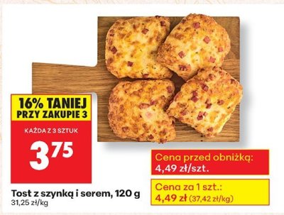Tost z szynką i serem, 120 g promocja w Biedronka