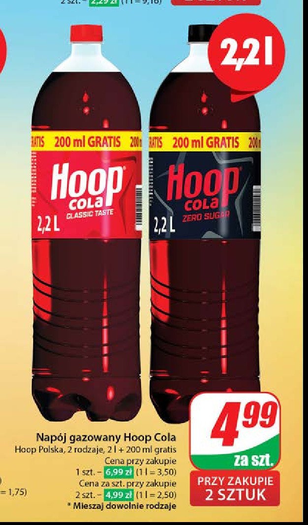 Napoj HOOP COLA ZERO promocja w Dino