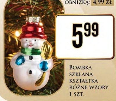 Bombka szklana kształtka różne wzory 1 szt. promocja w Dino