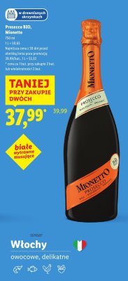 Prosecco BIO Mionetto 750 ml promocja w Lidl