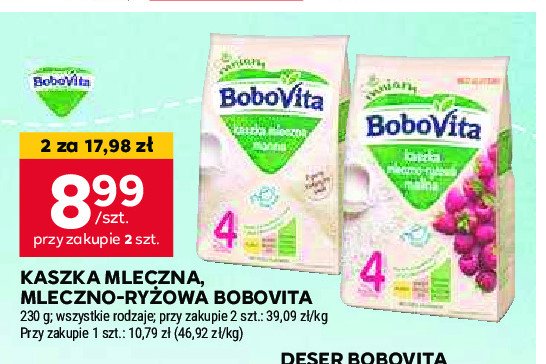 Kaszka mleczno-ryżowa Bobovita promocja