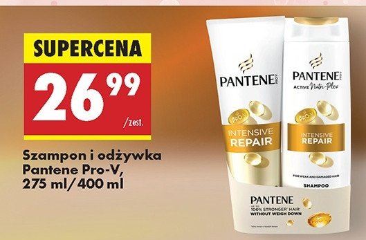 Szampon intensive reapir 400 ml + odżywka intensive reapir 275 ml Pantene pro-v promocja w Biedronka