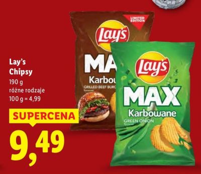 Chipsy Lay's MAX różne rodzaje promocja w Lidl