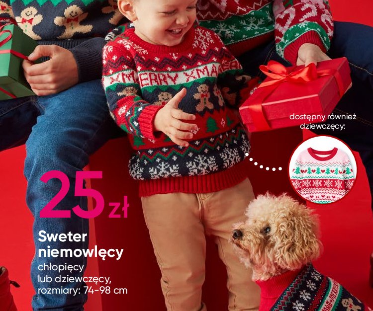 Sweter dziewczęcy 74-98 świąteczny promocja w Pepco