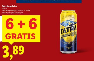 Piwo Tatra Jasne Pełne promocja w Lidl