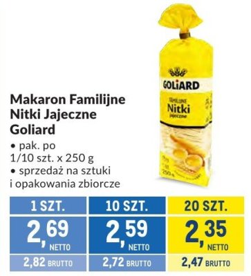 Makaron Familijne Nitki Jajeczne Goliard promocja w Makro