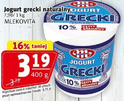 Jogurt grecki naturalny 7,98/1 kg 10% promocja w Prim Market