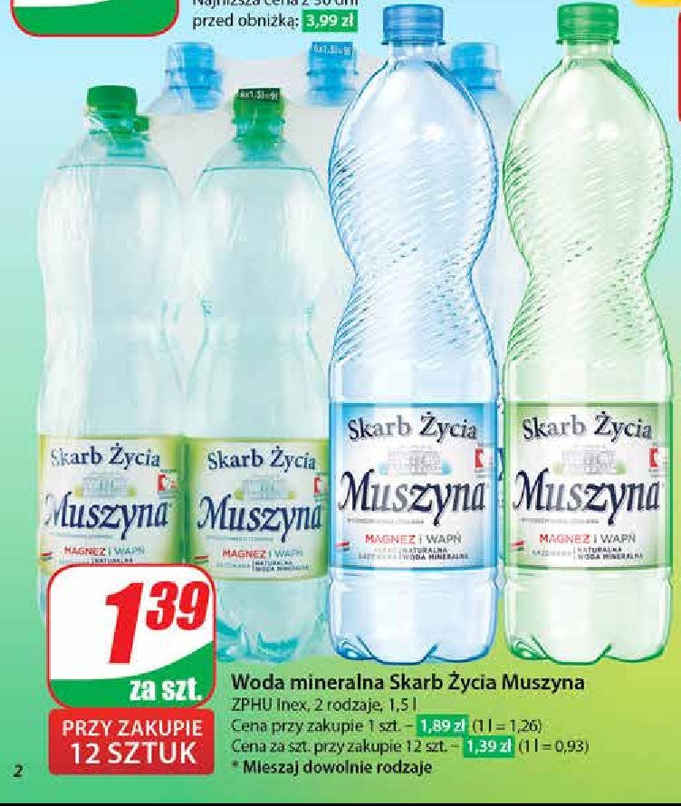 Woda gazowana Muszyna skarb życia promocja w Dino