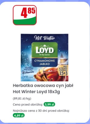 Herbatka owocowa cynamonowe jabłko Hot Winter  promocja w Dino