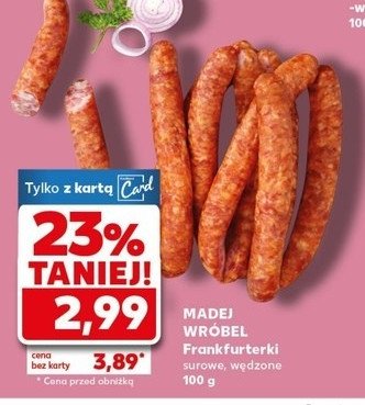 Frankfuterki surowe wędzone Madej & wróbel promocja w Kaufland