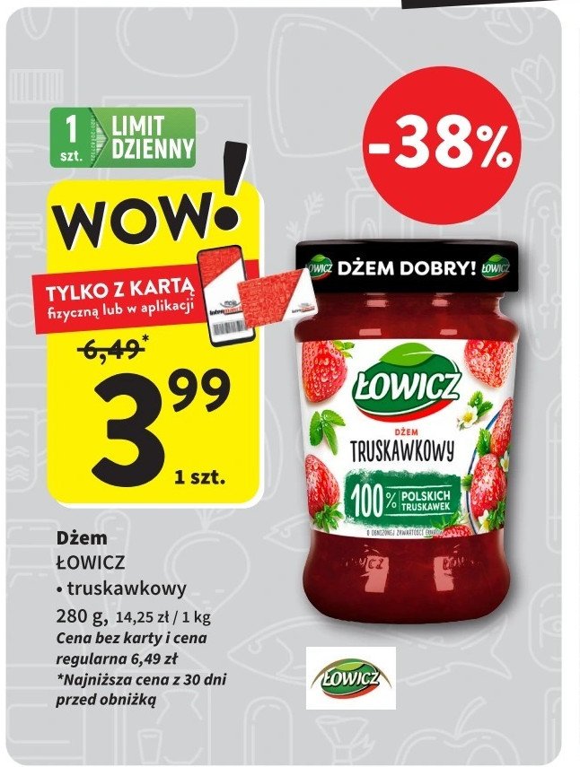 Dżem truskawkowy Łowicz promocja w Intermarche