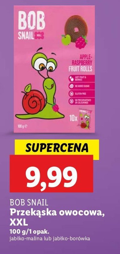 Przekąska jabłkowo-borówkowa Bob snail promocja