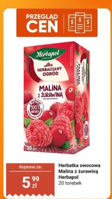 Herbatka owocowa Malina z żurawiną Herbapol 20 torebek promocja w Biedronka