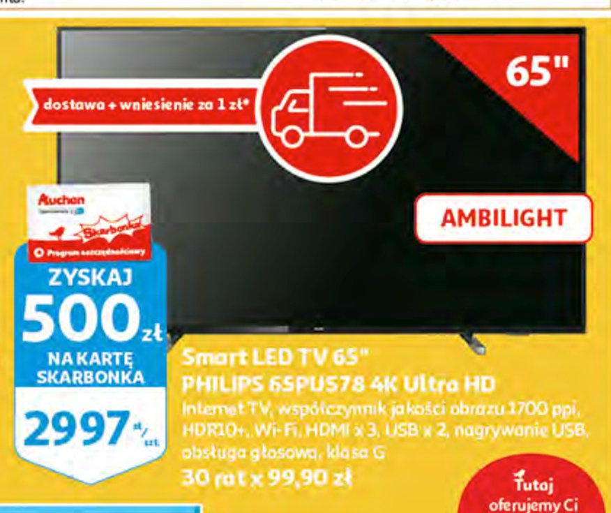 Telewizor 65" 65pus78 Philips promocja