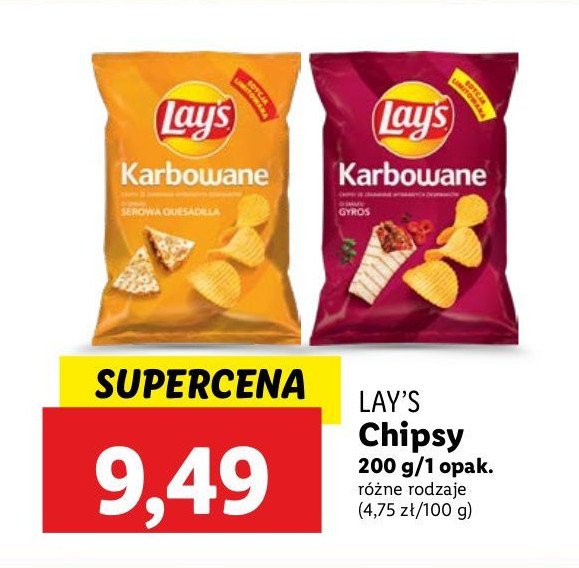 Chipsy serowa quesadilla Lay's karbowane Frito lay lay's promocja w Lidl