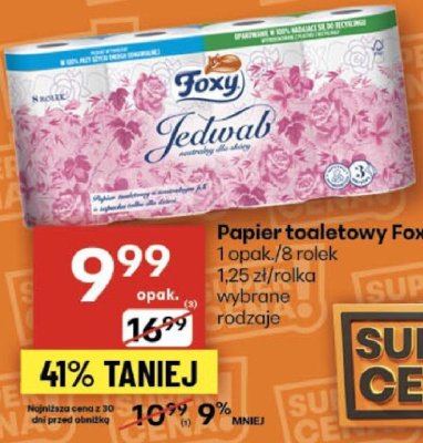 Papier toaletowy Foxy Jedwab wybrane rodzaje promocja w Delikatesy Centrum