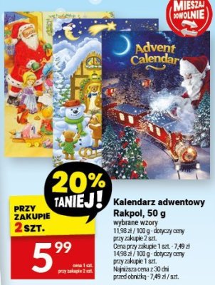 Kalendarz adwentowy Rakpol 50 g promocja w Twój Market