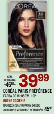 Farba do włosów L'Oréal Paris Préférence, 1 op. promocja w Drogerie Natura