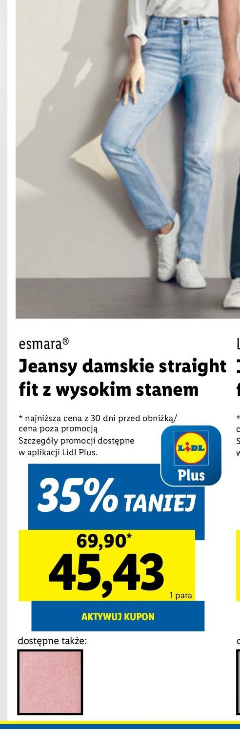 Jeansy damskie straight fit z wysokim stanem Esmara promocja w Lidl